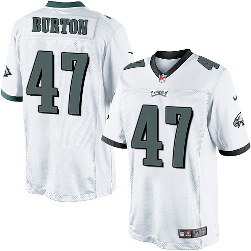 Men's Limited Trey Burton Nike Jersey White Road - #47 NFL Philadelphia Eagles